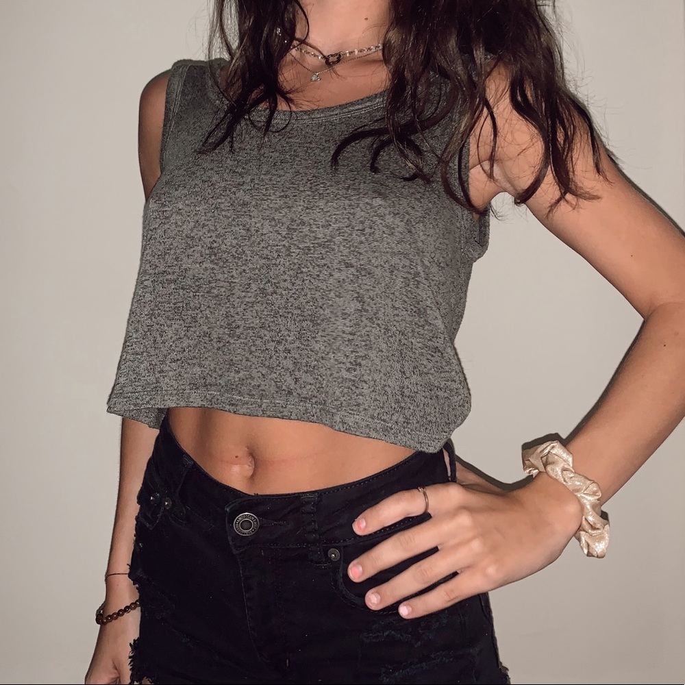 Army green crop top